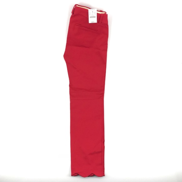 J.Crew Winnie Black Pant Scalloped Hem Red - Picture 2 of 4